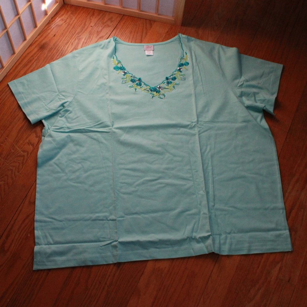 Vintage Adrian Delafield Embroidered Cutout Tee